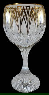 Rare Set of 6 BACCARAT Massena Crystal Goblets /w Gold Trim: Set of 6 gorgeous rare gold trim BACCARAT France Massena Crystal Goblets (we only took pictures of one). Very good vintage condition; no chips, cracks, or repairs. Each measures approx. 6 1/2" high x