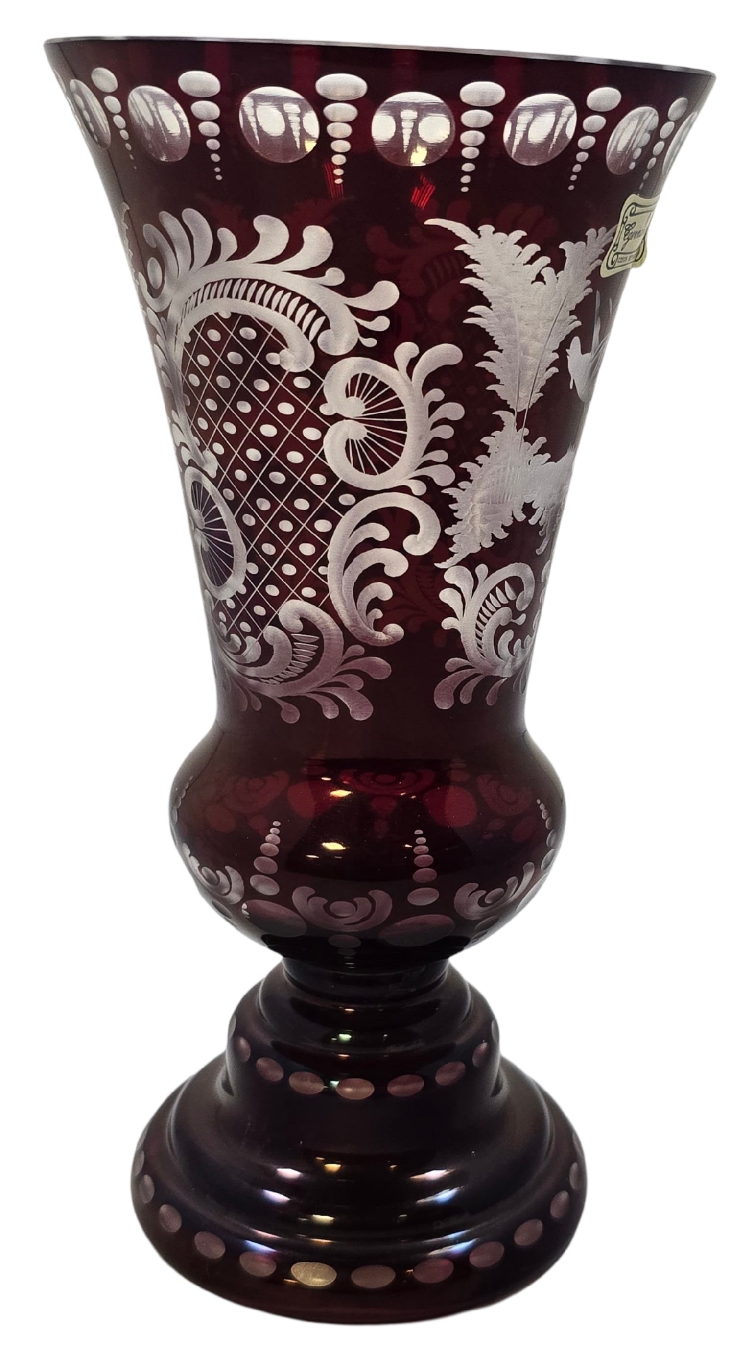 Vintage Bohemian EGERMANN Czech Republic Ruby Red Cut-to-Clear Crystal Vase (1 of 6)