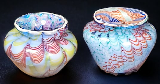 Pair of Vintage PASABAHCE Turkey Mouthblown Art Glass Bowls