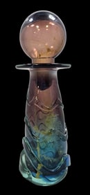 Very Unusual Vintage MICHAEL HARRIS Mdina Glass Bottle / Decanter /w Stopper
