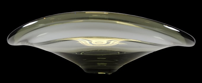 Large Mid-Century Modern Holmegaard Denmark Smoked Glass Curved Bowl