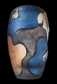 Vintage Handmade REBECCA ODOM Sandblasted Art Glass Vase