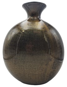 Rare Vintage ARCHIMEDE SEGUSO (1909-1991) Murano Italy Art Glass & Gold Leaf Vase