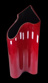 Tall Vintage TIMO SARPANEVA for VENINI Murano Italy “Kelo?? Red Art Glass Vase