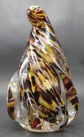 Vintage Mouthblown MURANO Art Glass Swirl Sculpture - Signed
