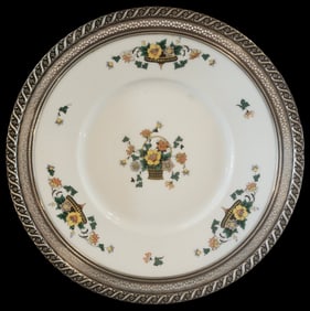 Vintage EDELSTEIN Bavaria Porcelain Plate /w Pierced Sterling Silver Rim