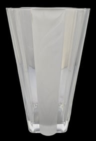 Vintage JG DURAND France "Sogaro" Crystal Frosted Panel Art Deco Style Vase