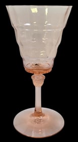 Vintage HEISEY CHARTER "Oak" Pink Crystal Stemmed Wine Glass