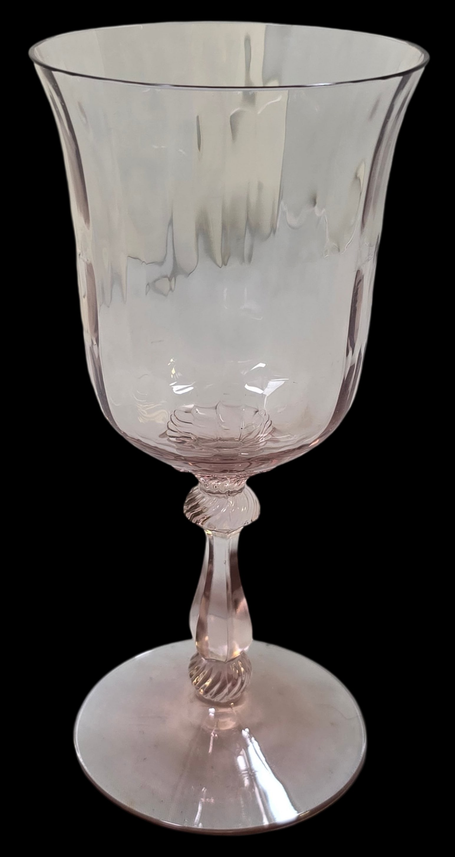 Rare Vintage HEISEY Wide Optic Alexandrite Crystal Wine Goblet / Glass: Very good vintage condition; no chips, cracks, and repairs. Measures approx. 7" high x 3" in diameter