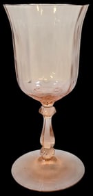 Vintage HEISEY Pink Pen Charter Flamingo Crystal Wine Goblet / Glass