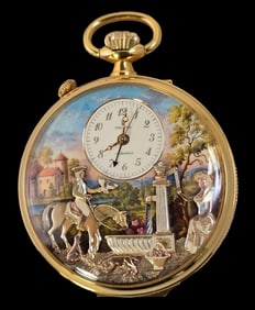 Rare Vintage REUGE Switzerland Musical Automaton / Automata Pocket Watch
