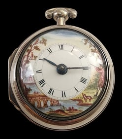 Rare 1700s British JOE DOWNES Sterling Silver Verge Fusee Pocket Watch