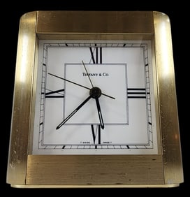 Heavy Vintage TIFFANY & CO. PORTFOLIO Brass Desk or Mantel Clock