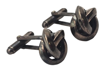 Pair of Stylish Vintage Sterling Silver Twisted Knot Cufflinks