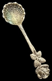 Ornate Vintage CHRISTOPH WIDMANN Germany 800 Silver Salt Spoon /w Rose Design Handle