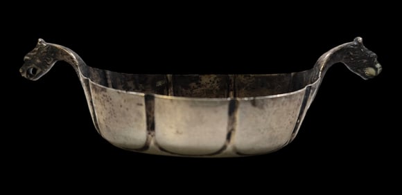 Vintage MARIUS HAMMER Norway 830 Silver Viking Dragon Ship Salt Cellar