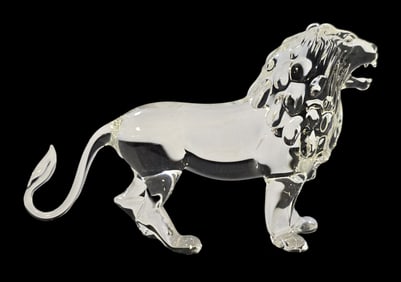 Vintage Crystal Lion Figurine