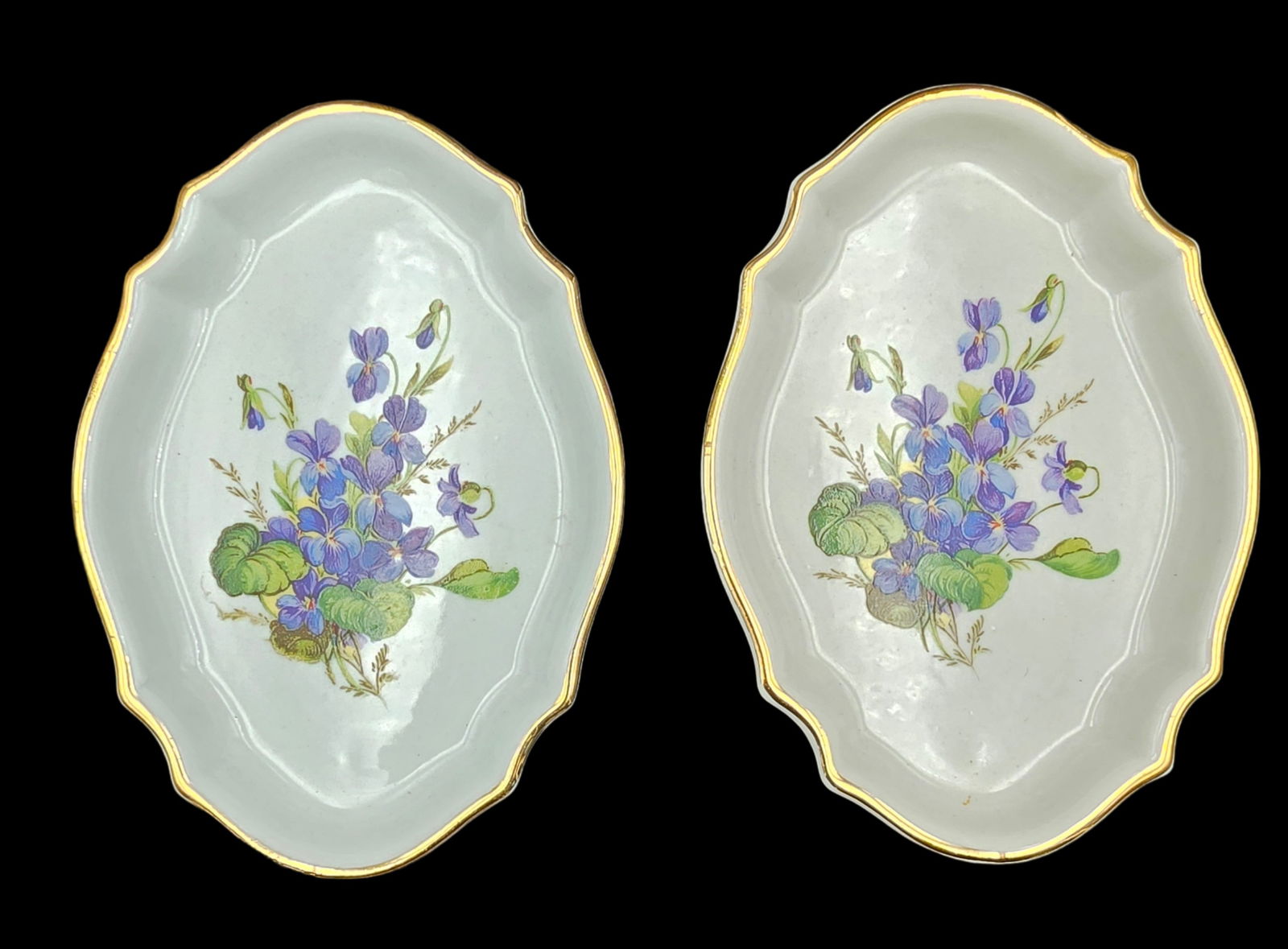 Pair of Antique ca. 1900s LIMOGES France Handpainted Porcelain Trinket Dishes (1 of 5)