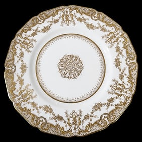 Rare Set of 6 Antique ROYAL DOULTON for TIFFANY & CO Gold Painted Porcelain Dinner Plates