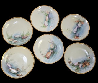 Set of 6 J&C Bavaria Germany Porcelain Plates /w Ocean Theme