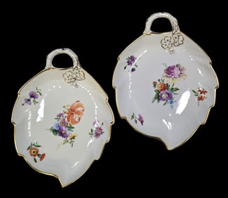Pair of Vintage ROYAL COPENHAGEN Porcelain Leaf Dishes