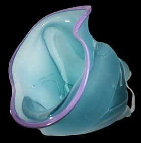 Massive Vintage Handmade Turquoise & Purple Art Glass Bowl