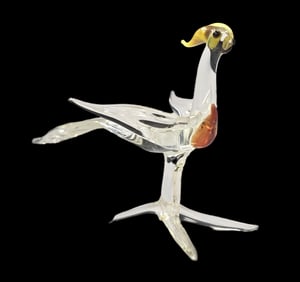 Vintage Mouthblown Art Glass Animal Miniature Figurine - Bird