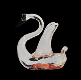 Vintage Mouthblown Art Glass Animal Miniature Figurine - Swan