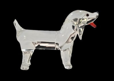 Vintage Mouthblown Art Glass Animal Miniature Figurine - Dog