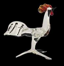 Vintage Mouthblown Art Glass Animal Miniature Figurine - Rooster