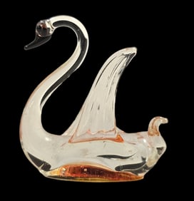 Vintage Mouthblown Art Glass Animal Miniature Figurine - Swan