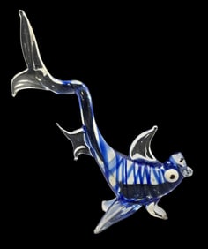 Vintage Mouthblown Art Glass Animal Miniature Figurine - Fish