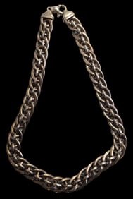 Heavy Vintage Italian Sterling Silver Chain Link Necklace