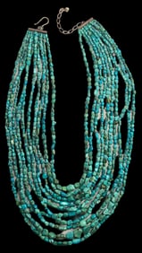 Vintage JAY KING DESERT ROSE TRADING Sterling Silver & Turquoise Multi-Strand Necklace