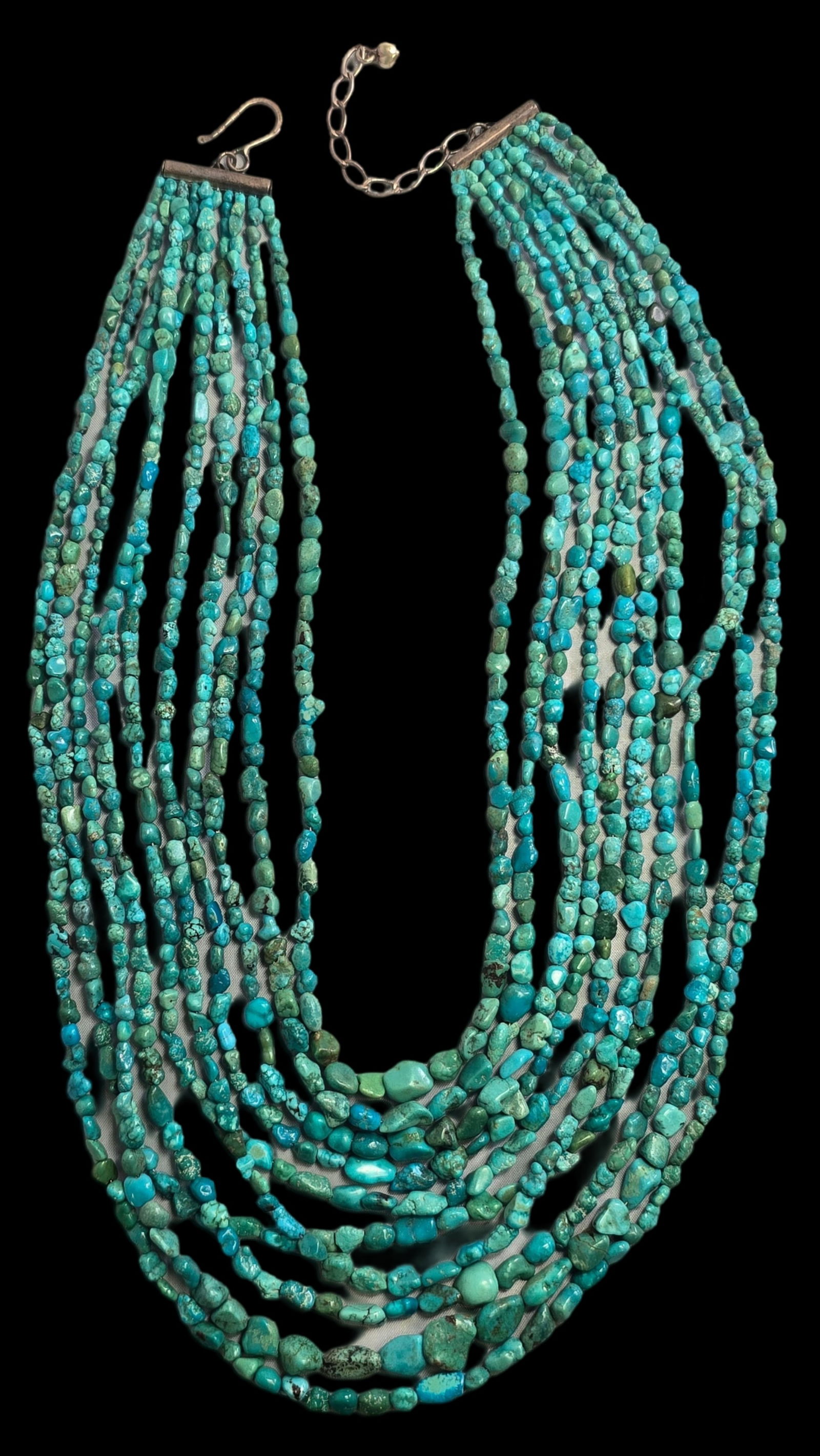 Vintage JAY KING DESERT ROSE TRADING Sterling Silver & Turquoise Multi-Strand Necklace (1 of 6)