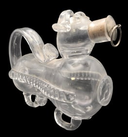 Very Unusual Vintage Mouthblown Art Glass Dog Liquor Bottle