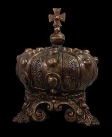 Heavy Vintage Cast Bronze Crown Sculpture
