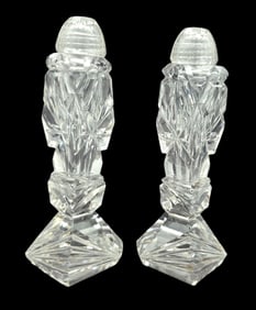 Vintage Handcut Crystal Footed Salt & Pepper Shakers Set