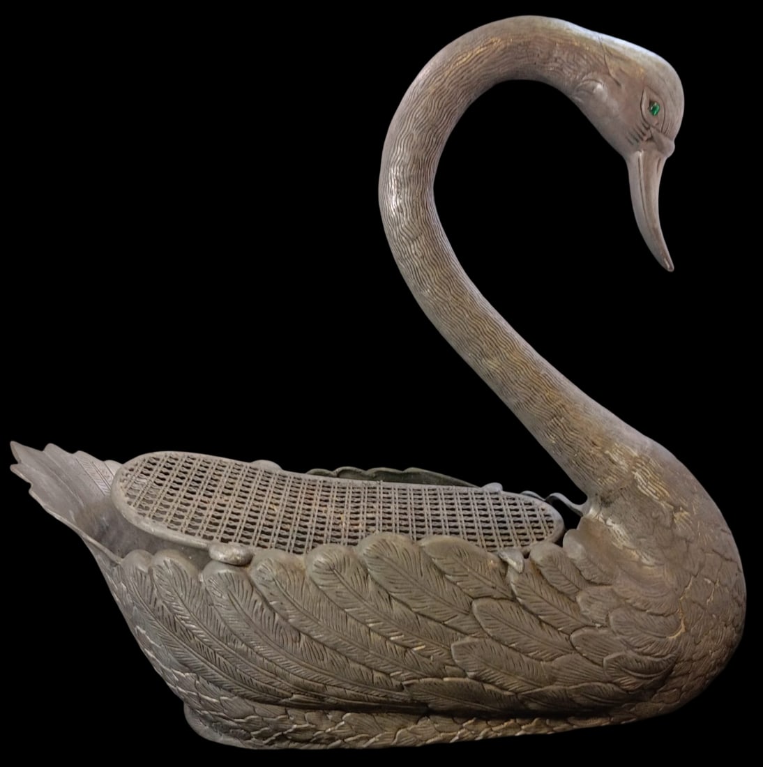 Rare Vintage LES ETAINS DE PARIS France Pewter Swan Planter (1 of 9)