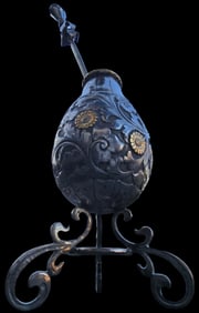 Rare 18th Century Spanish Colonial Sterling Silver & Gold Mate Tea Calabash Cup