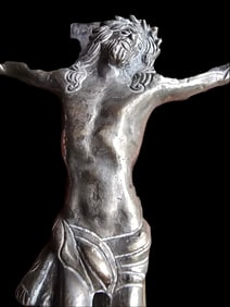 Rare 18th Century Spanish Colonial Sterling Silver & Wood Catholic Crucifix