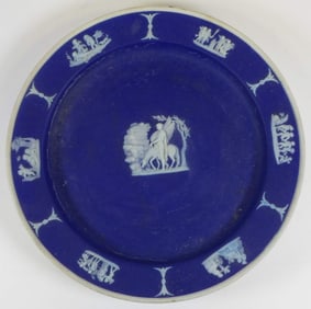 Antique WEDGWOOD Jasperware Deep Blue Neoclassical Pegasus Plate