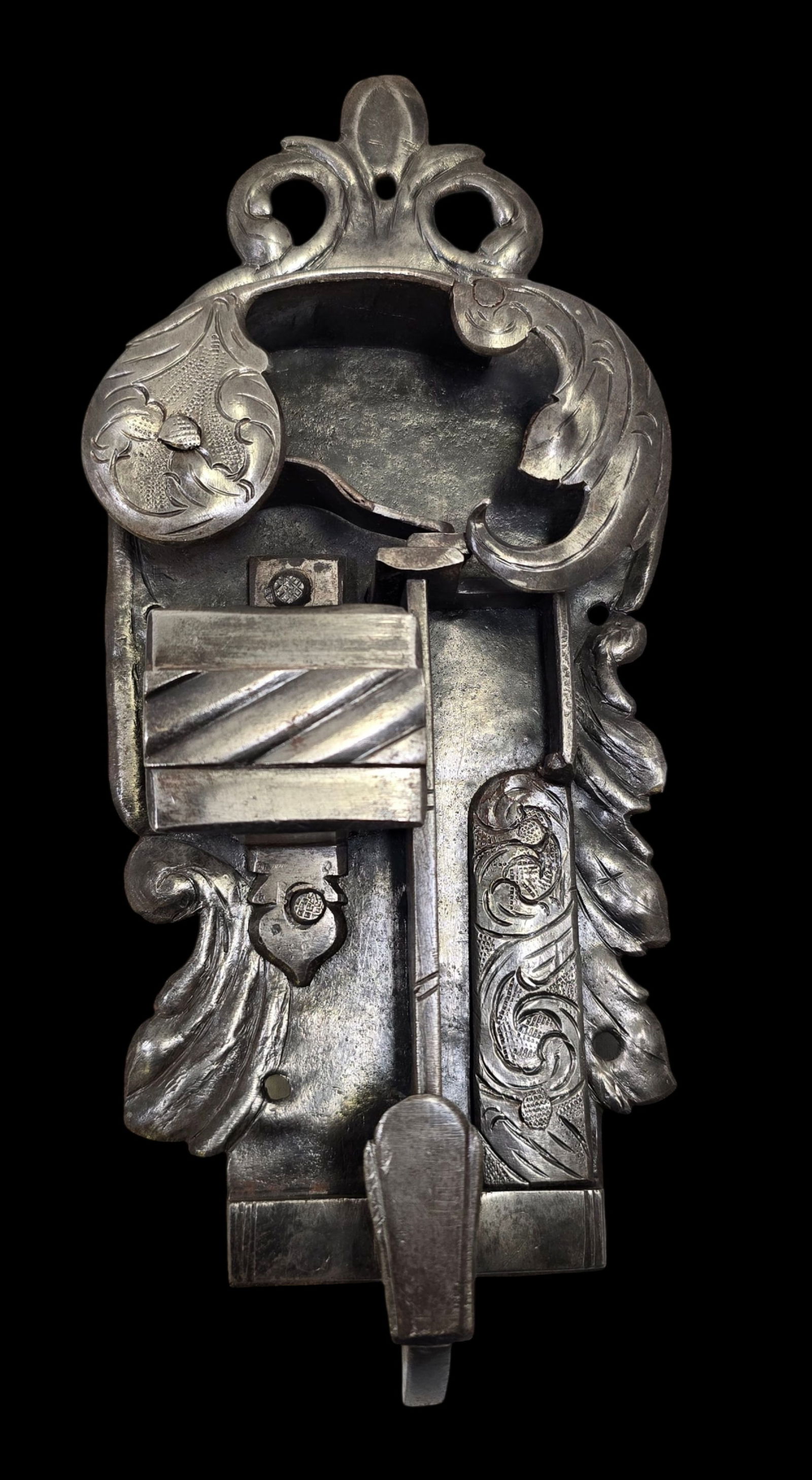 Antique 1700s European Wrought Iron & Original Key Door Lock (1 of 9)