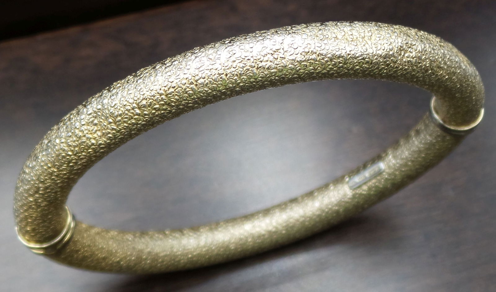 Vintage Italian Textured Vermeil Sterling Silver Designer Bracelet (1 of 8)