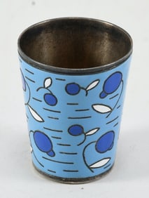 Rare Mid-Century European 800 Silver & Blue Enamel Liquor Beaker