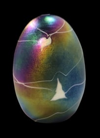 Vintage Iridescent Art Glass Paperweight - Signed