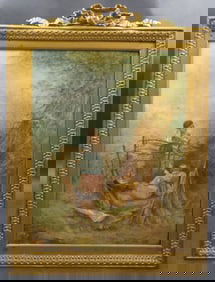 Antique ca. 1890 D. PERRISSOND Romantic Porcelain Painting