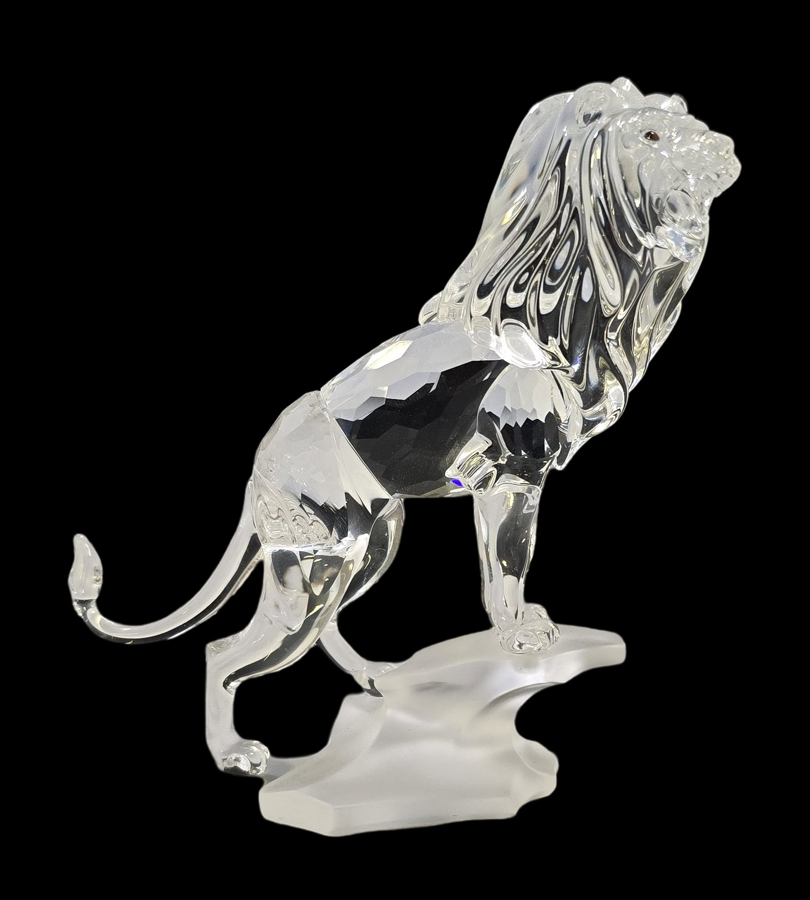 Vintage SWAROVSKI Crystal Figurine - Lion: Beautiful retired piece in very good vintage condition; no chips, cracks, or repairs. Marked to underside. Measures 5" high and 4" wide