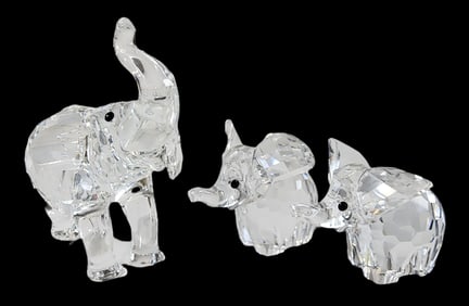 Lot of 3 Vintage SWAROVSKI Crystal Figurines - Elephants