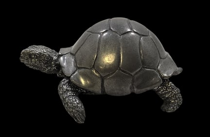 Vintage ROYAL SELANGOR Miniature Pewter Turtle Figurine